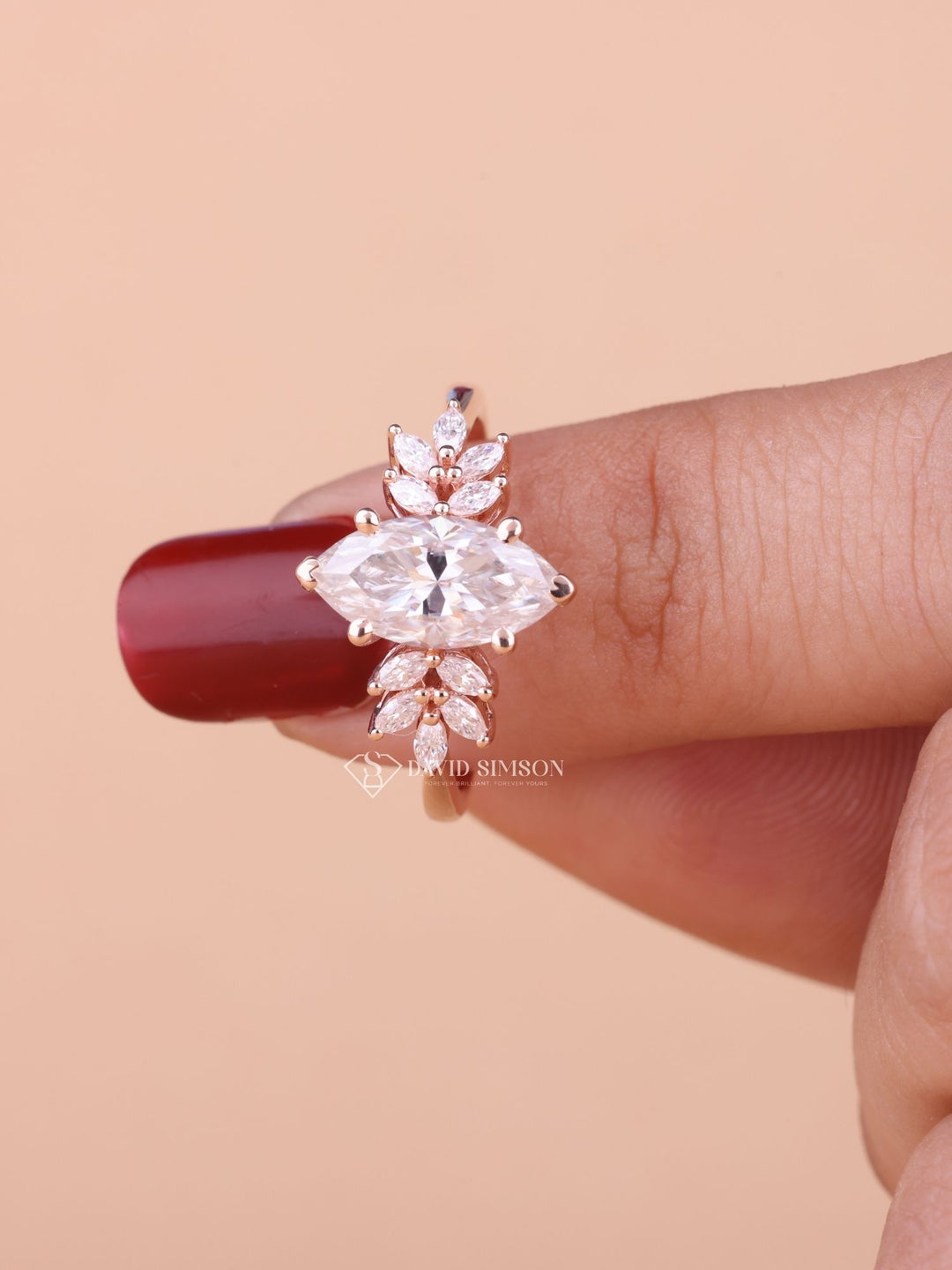 1.50CT-2.50CT Marquise Cut Moissanite Diamond Cluster Engagement Ring