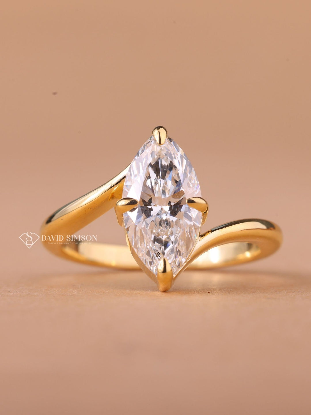 2.0CT-3.0CT Marquise Cut Moissanite Diamond Bypass Engagement Ring