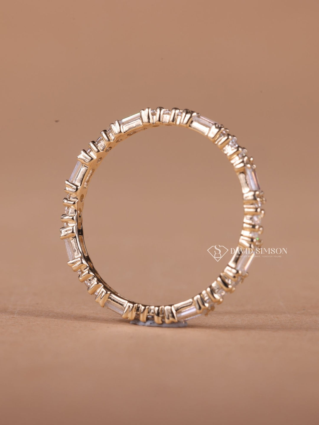 Round & Baguette Cut Moissanite Diamond Full Eternity Wedding Band
