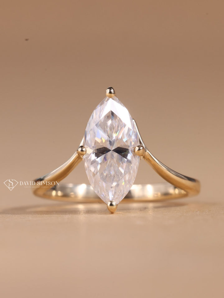 3.0CT-4.0CT Marquise Cut Moissanite Diamond Unique Engagement Ring for Her