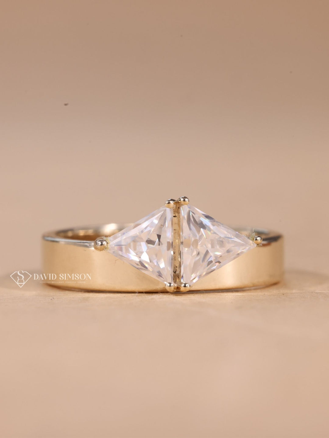 0.50CT Trillion Cut Moissanite Diamond Two Stone Engagement Ring