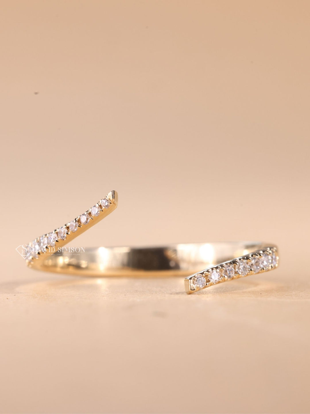 Round Cut Moissanite Diamond Open Unique Wedding Band