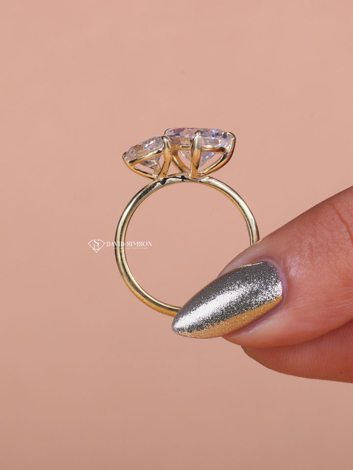 2.50CT Pear Cut Moissanite Diamond Toi et Moi Engagement Ring for Her