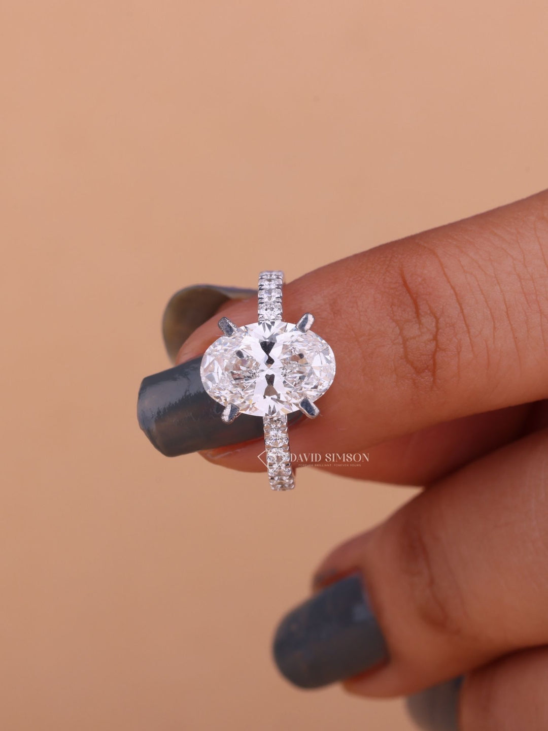 2.0CT-3.0CT Oval Cut Moissanite Diamond Pave Engagement Ring