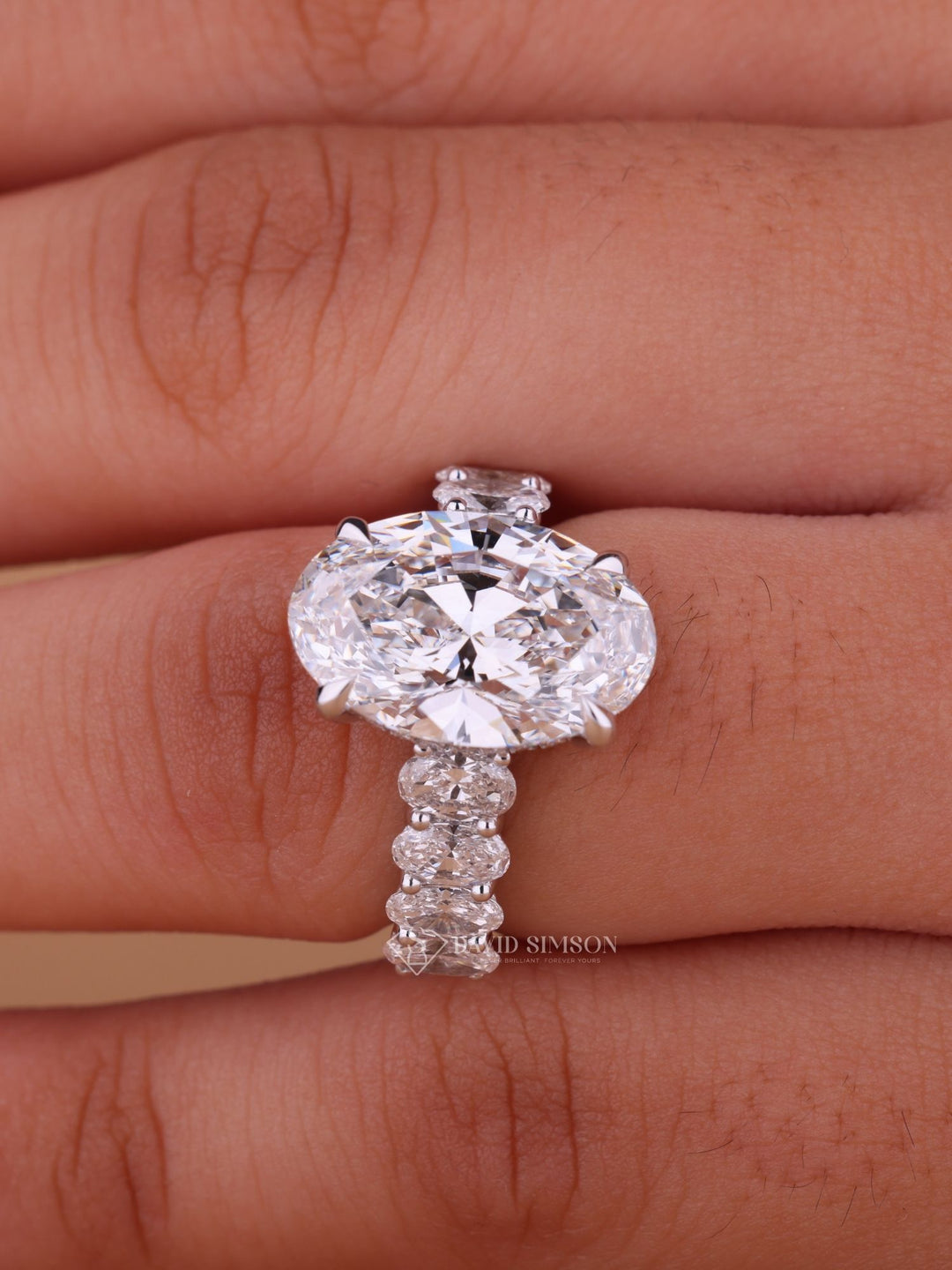 5.0CT-7.0CT Oval Cut Moissanite Hidden Halo & Pave Diamond Engagement Ring