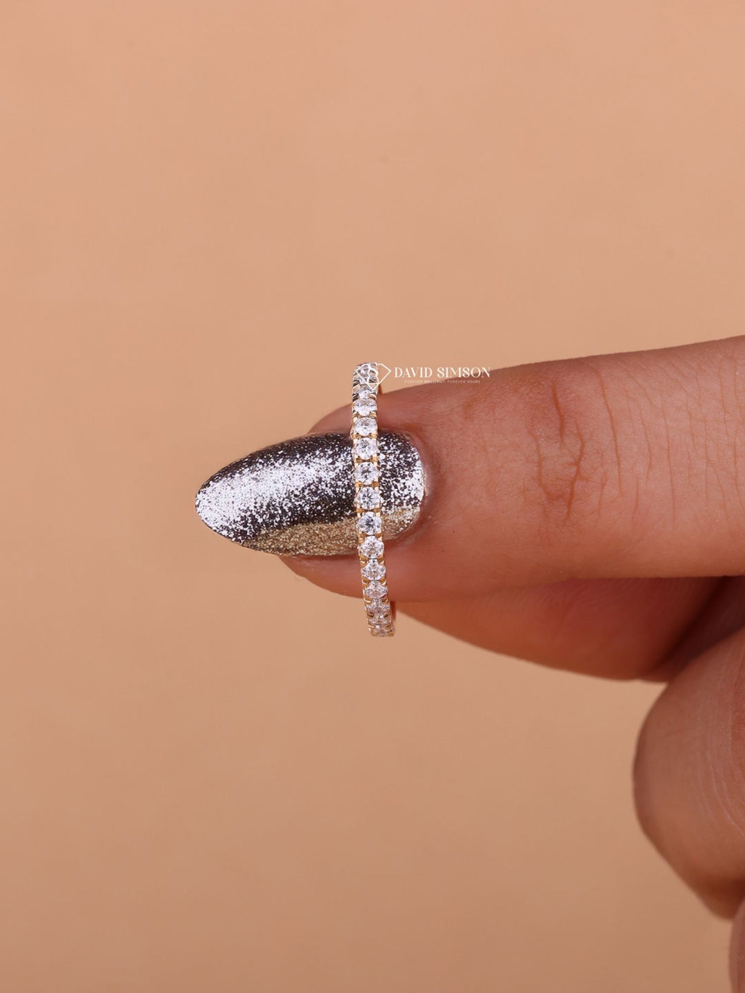 Round Cut Moissanite Diamond Full Eternity Wedding Band