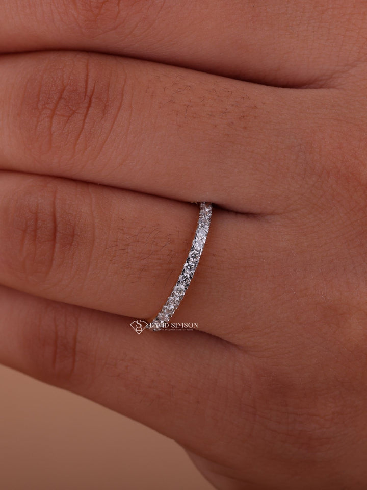 Round Cut Moissanite Diamond Eternity Stacking Wedding Band for Her