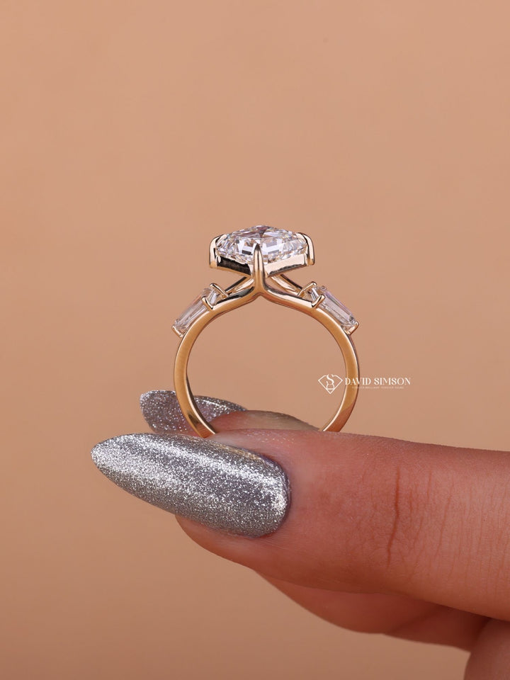 3.0CT-4.0CT Princess Cut Moissanite Diamond Split Shank Engagement Ring