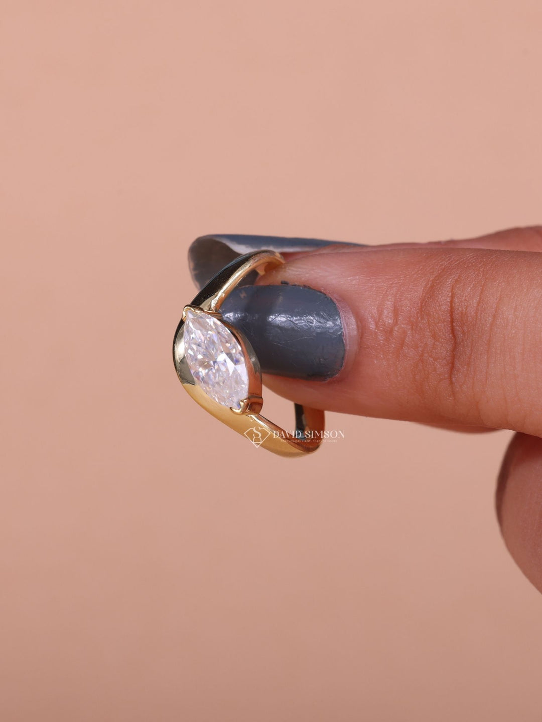 1.50CT-3.50CT Marquise Cut Moissanite East West Wave set Engagement Ring