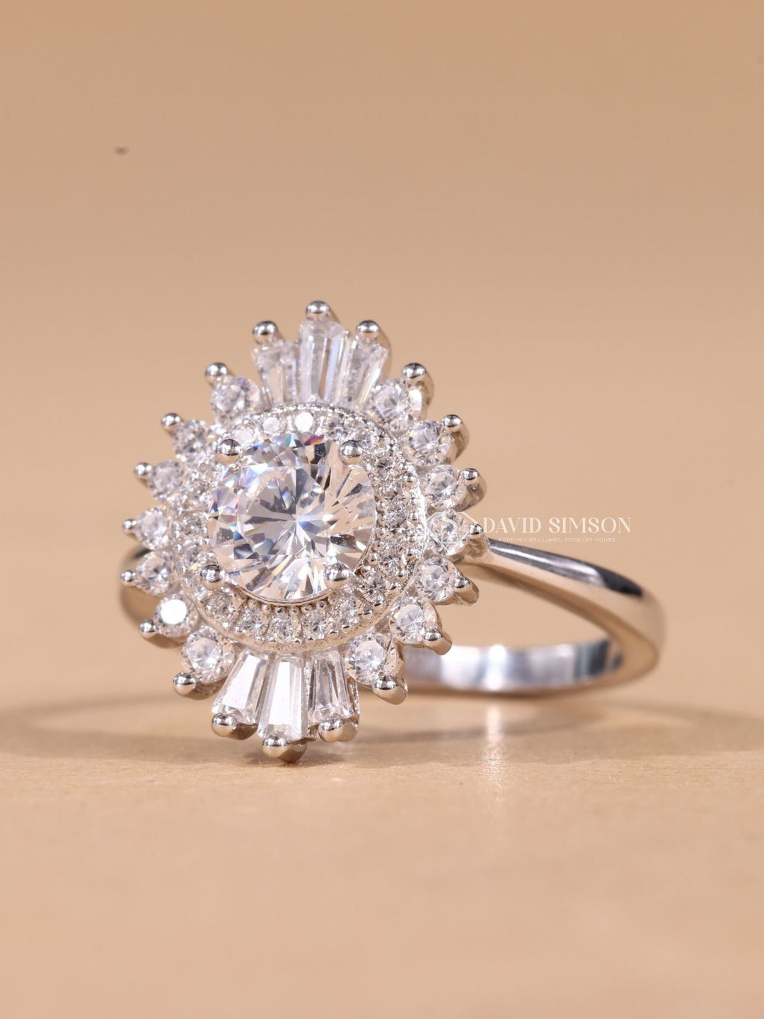 0.50CT-1.50CT Round Cut Moissanite Diamond Halo Cluster Engagement Ring