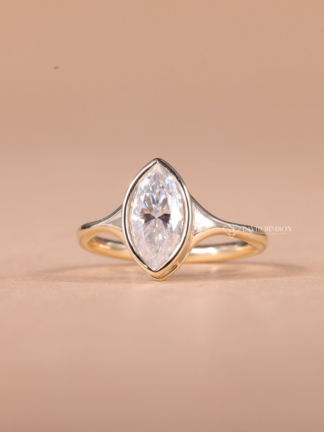 2.50CT-3.50CT Bezel Set Marquise Cut Moissanite Diamond Solitaire Engagement Ring