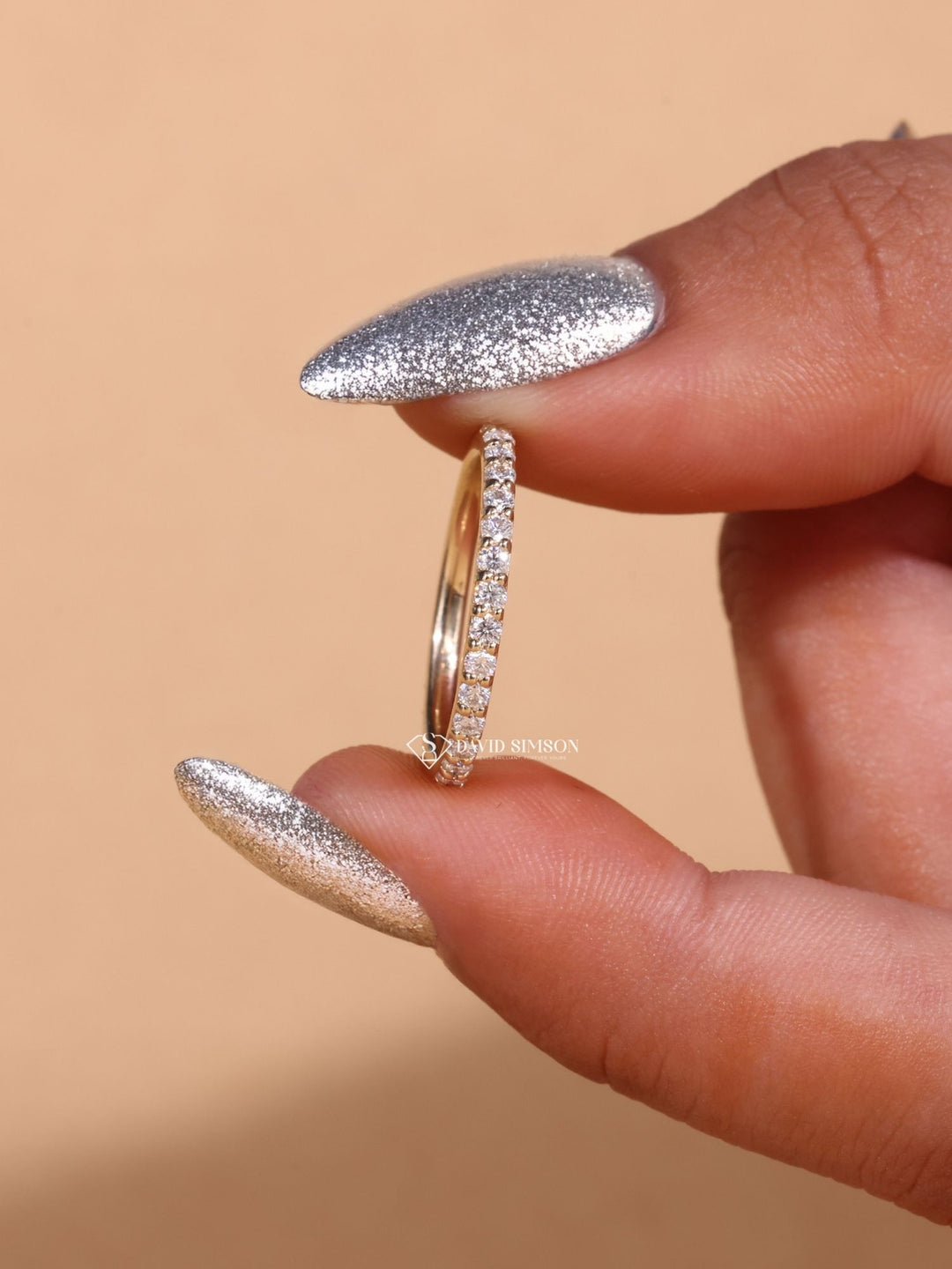 Round Cut Moissanite Diamond Stacking Half Eternity Wedding Band