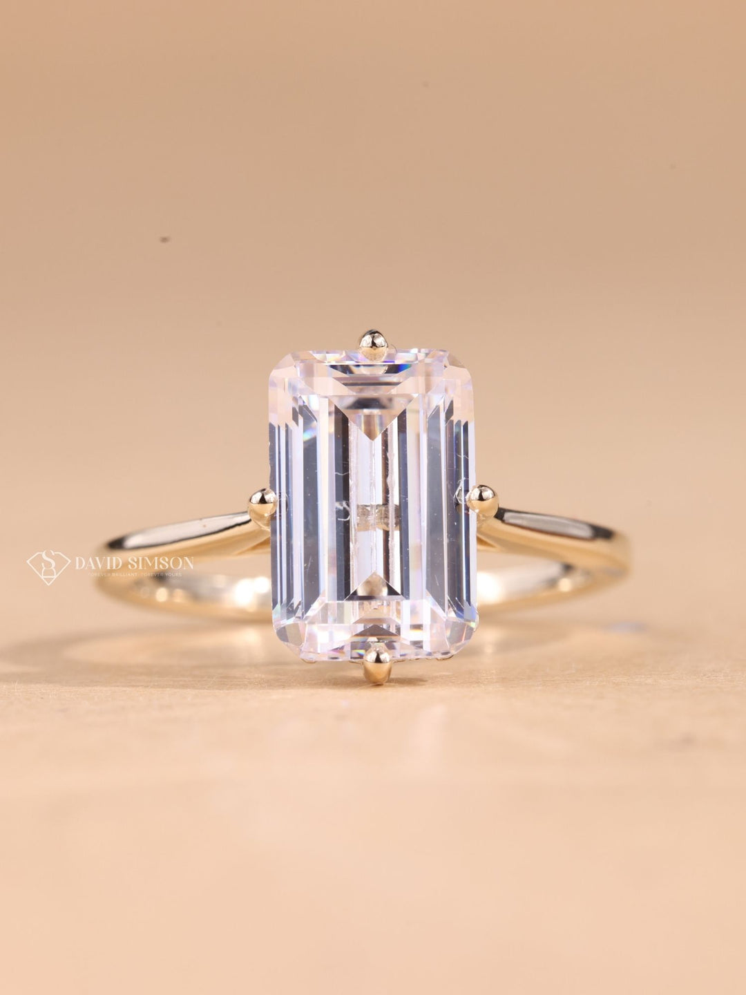 5.0CT-6.0CT Emerald Cut Moissanite Hidden Halo Diamond Engagement Ring