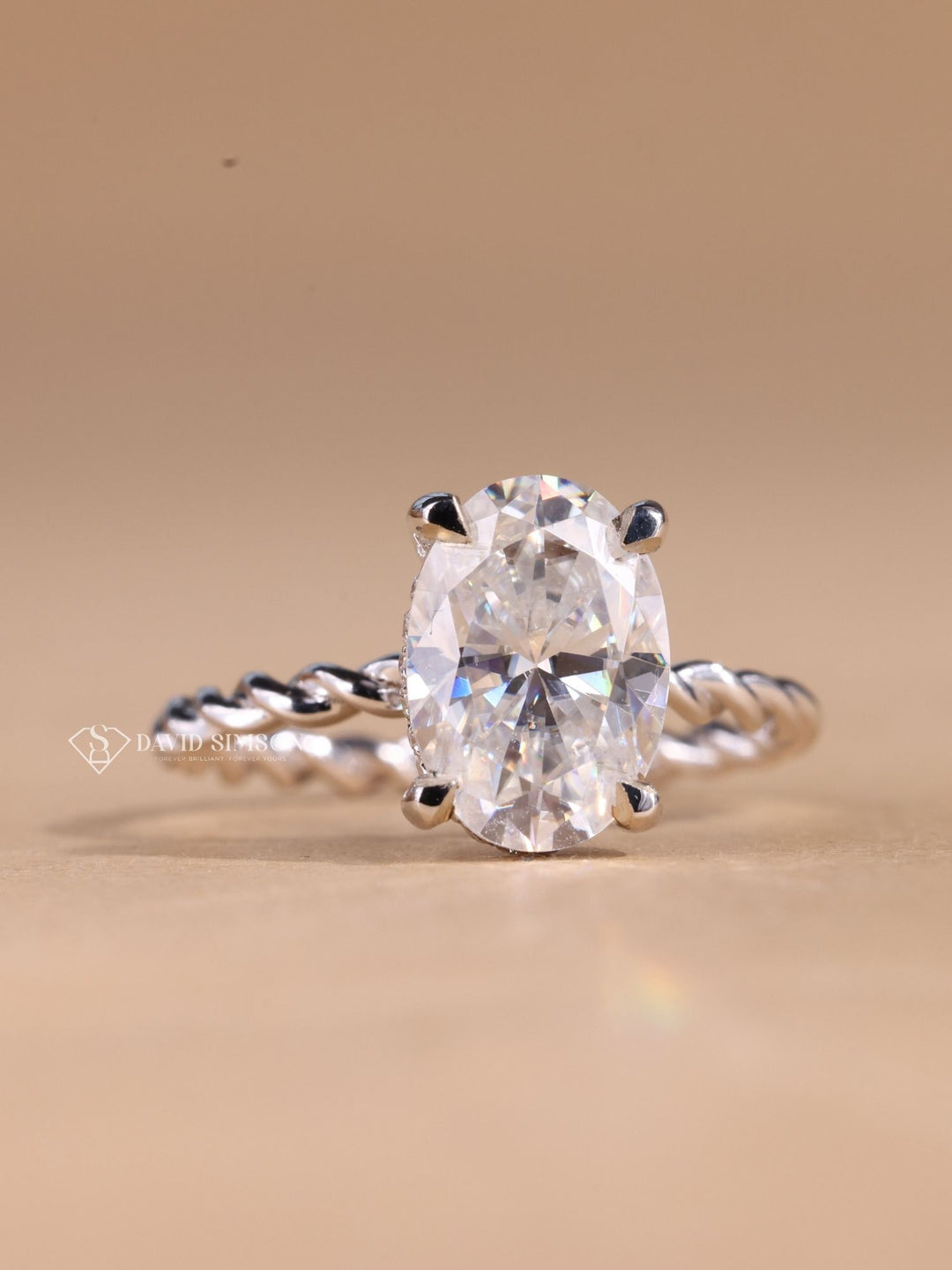 1.50CT-2.50CT Oval Cut Diamond Moissanite Braided Engagement Ring