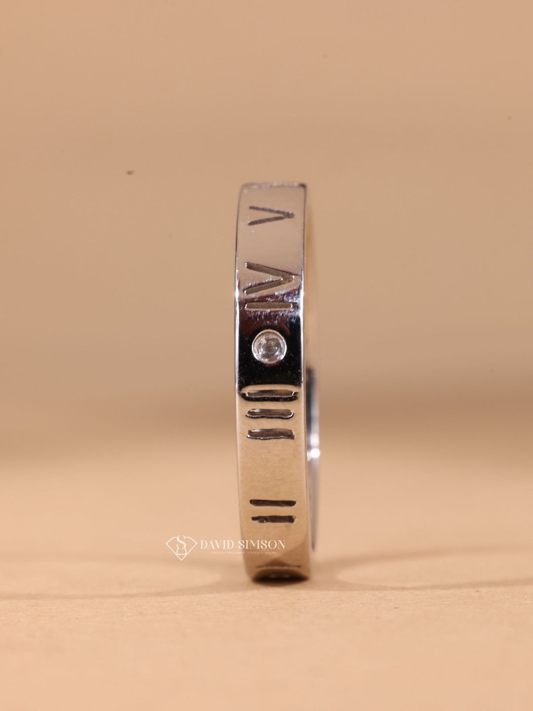 Round Cut Moissanite Diamond Plain White Gold Men's Wedding Ring