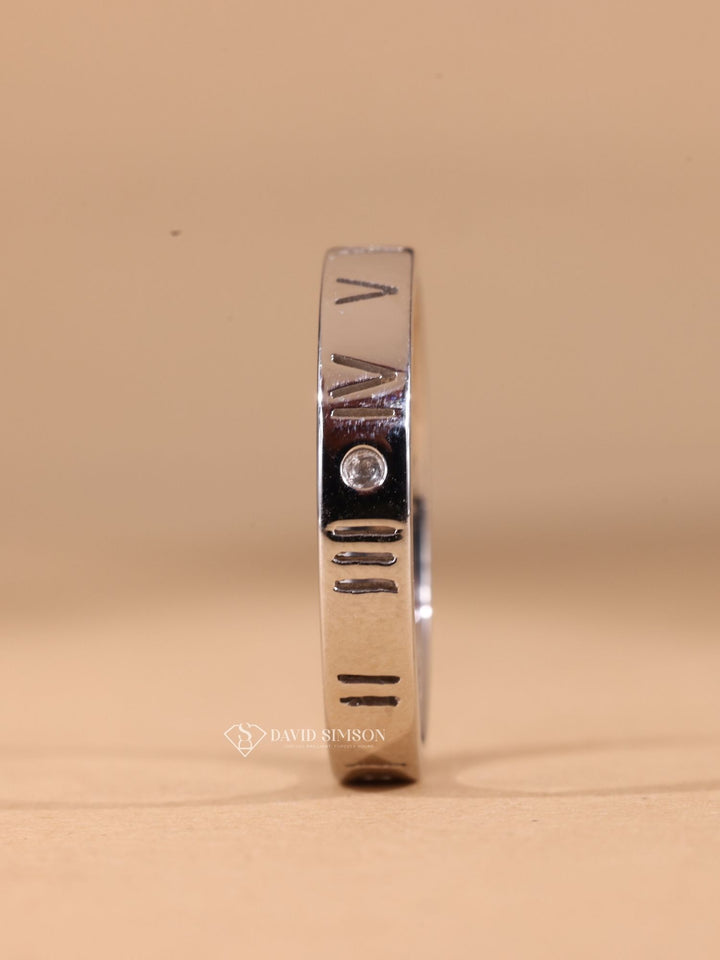 Round Cut Moissanite Diamond Plain White Gold Men's Wedding Ring