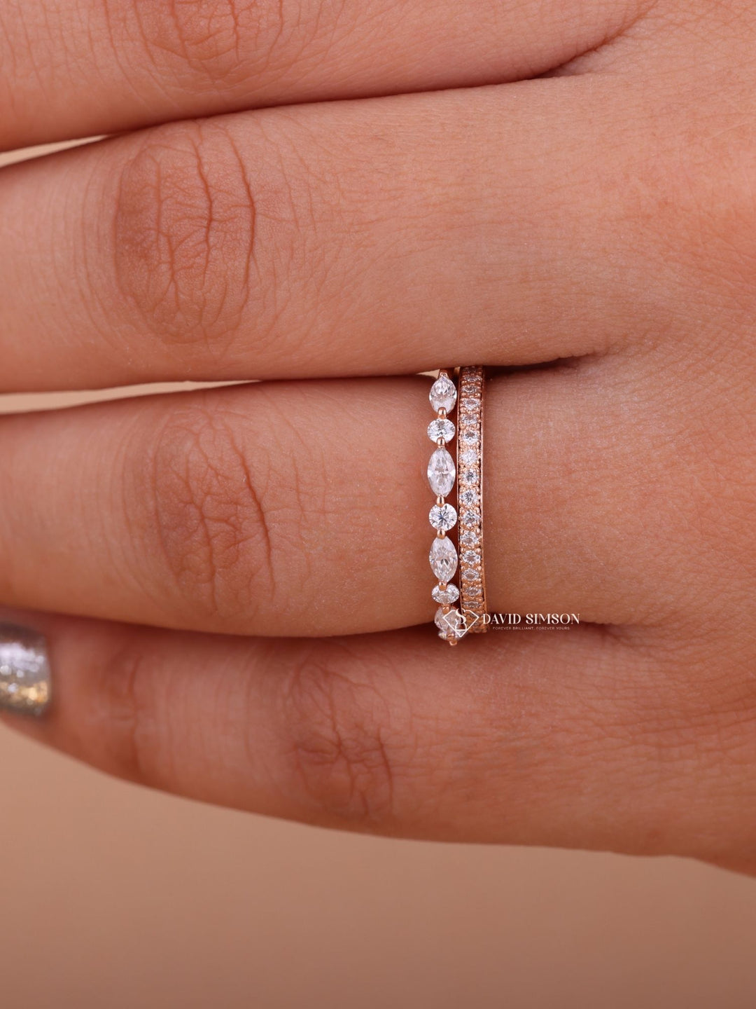 Round Cut Moissanite Diamond Half Eternity Wedding Band for Her