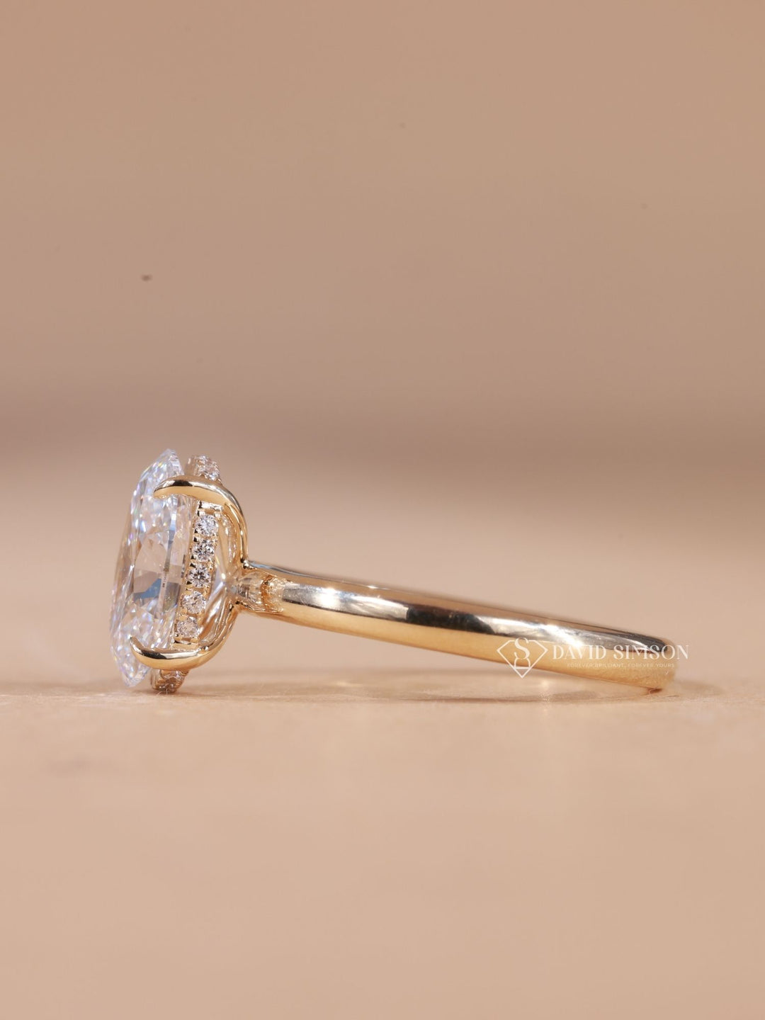 2.50CT-3.50CT Oval Cut Moissanite Hidden Halo Diamond Engagement Ring