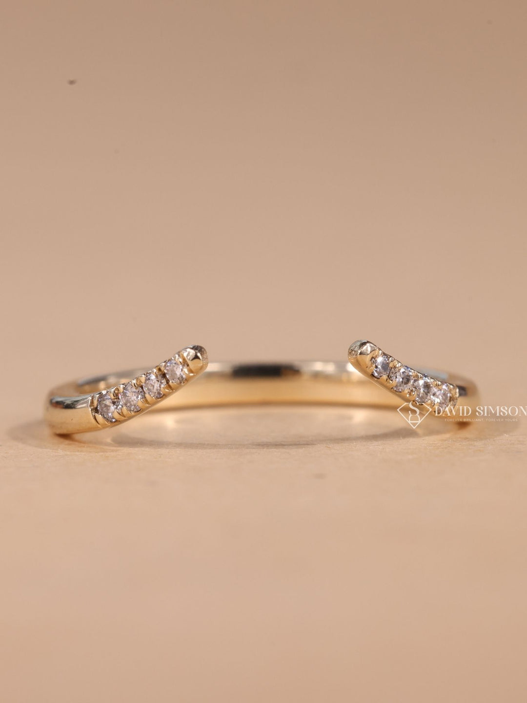 Round Cut Moissanite Diamond Open Curved Stacking Wedding Band