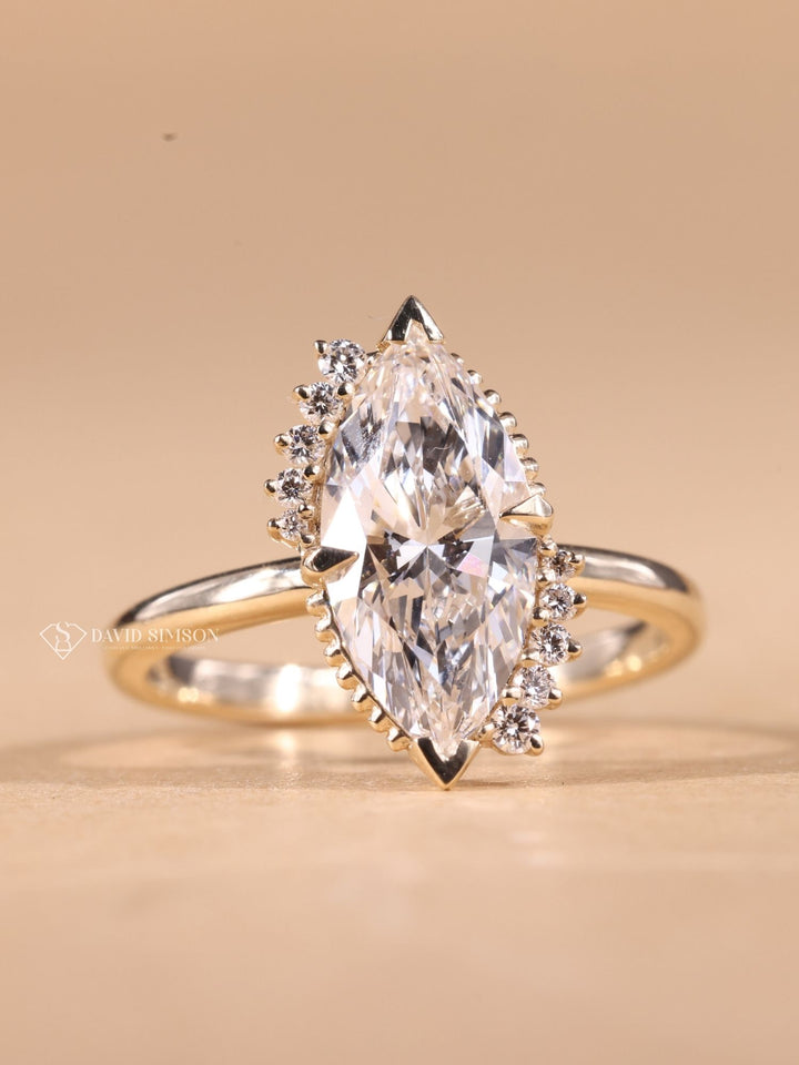 2.0CT-3.0CT Marquise Cut Moissanite Vintage Cluster Diamond Engagement Ring