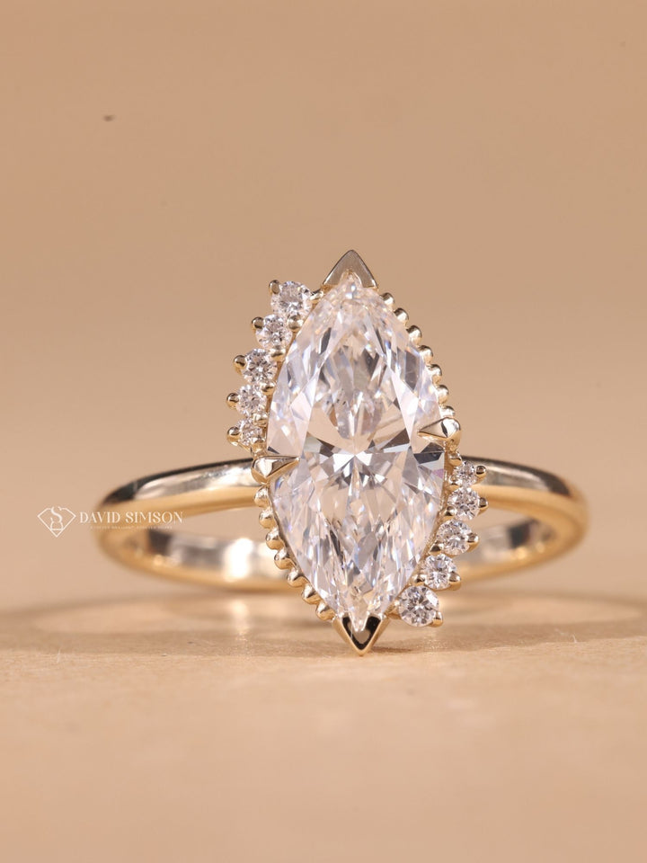 2.0CT-3.0CT Marquise Cut Moissanite Vintage Cluster Diamond Engagement Ring
