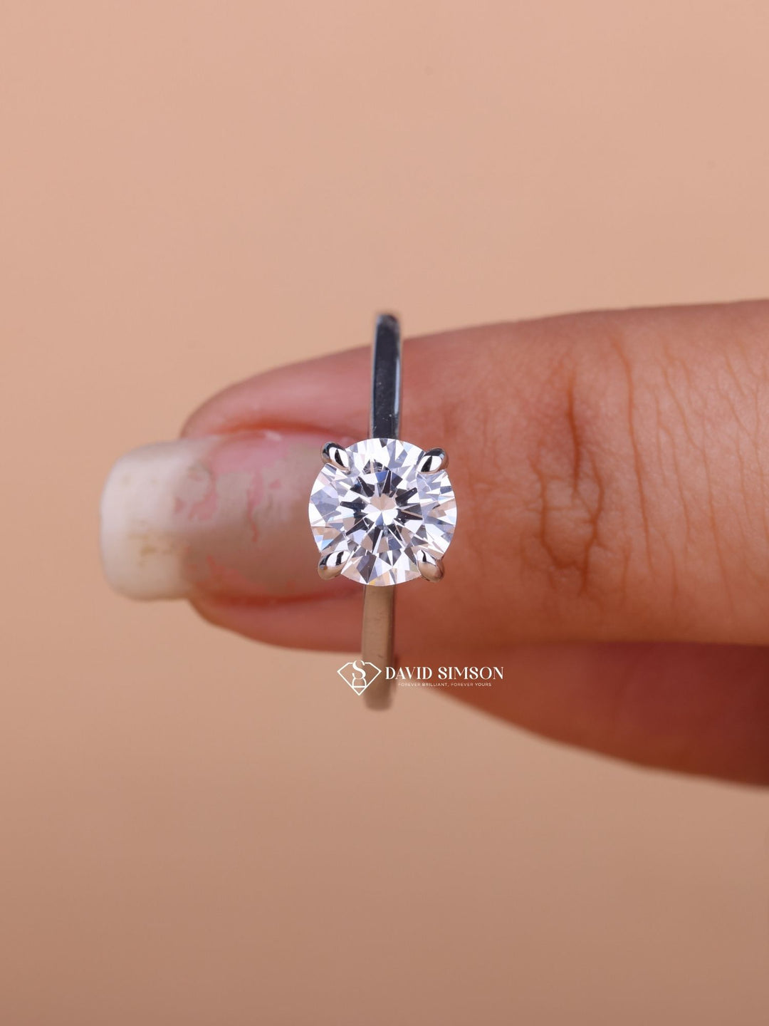 1.0CT-3.0CT Round Cut Moissanite Diamond Bridge Set Engagement Ring