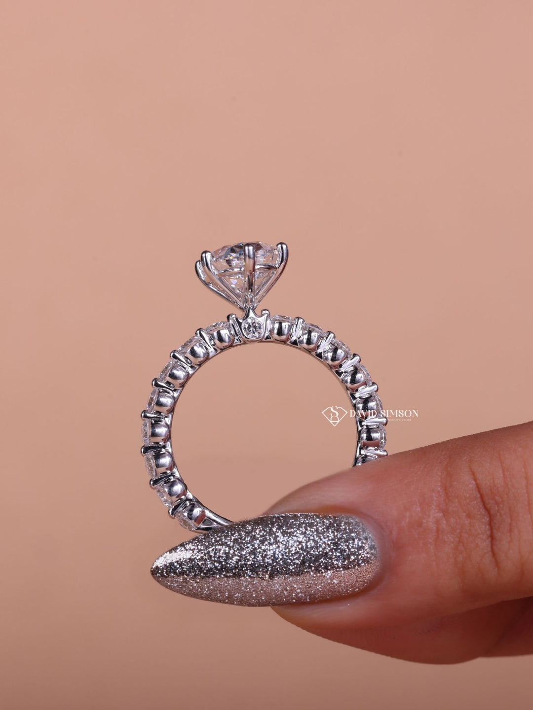 3.50CT-4.50CT Oval Cut Moissanite Diamond Floating Bubble Pave Engagement Ring