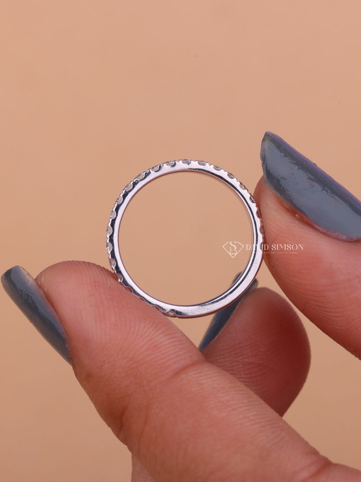 Round Cut Moissanite Half Eternity Diamond Wedding Band