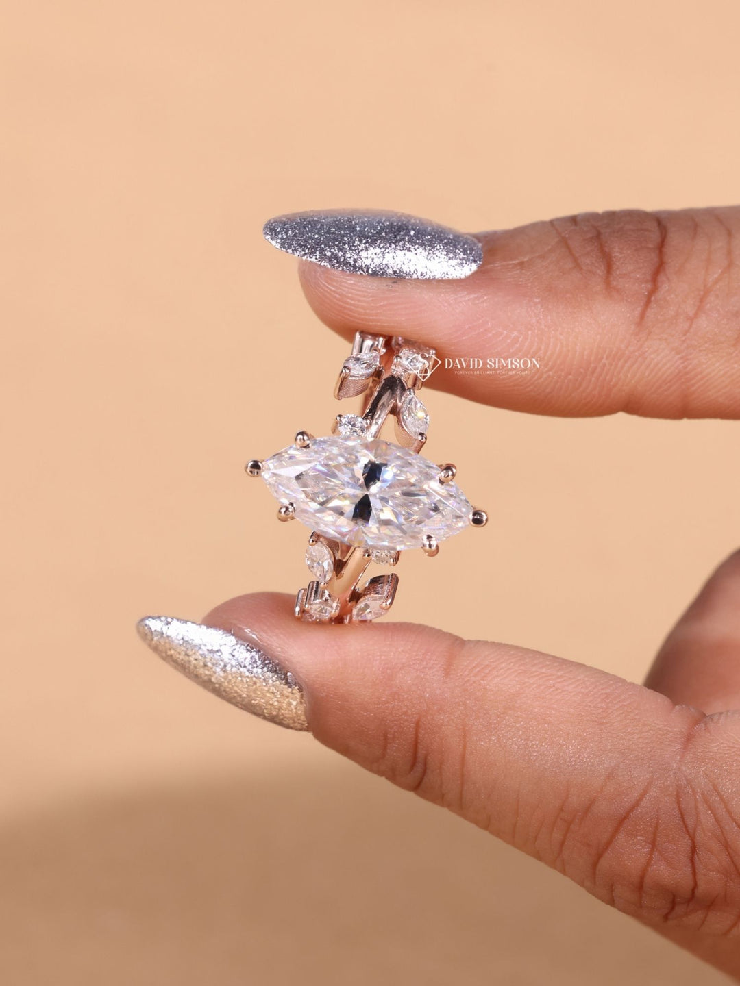 1.50CT-2.50CT Marquise Cut Moissanite Diamond Nature Inspired Engagement Ring