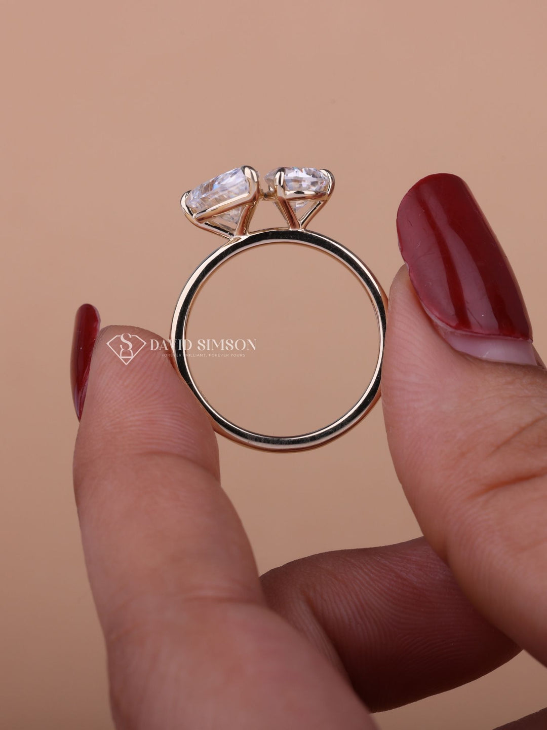 1.50CT-2.50CT Pear Cut Moissanite Toi et Moi Diamond Engagement Ring