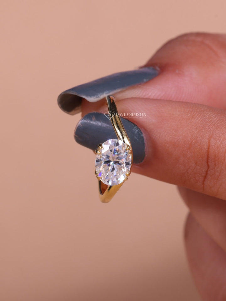 2.50CT-3.50CT East West Oval Cut Moissanite Wave Diamond Engagement Ring