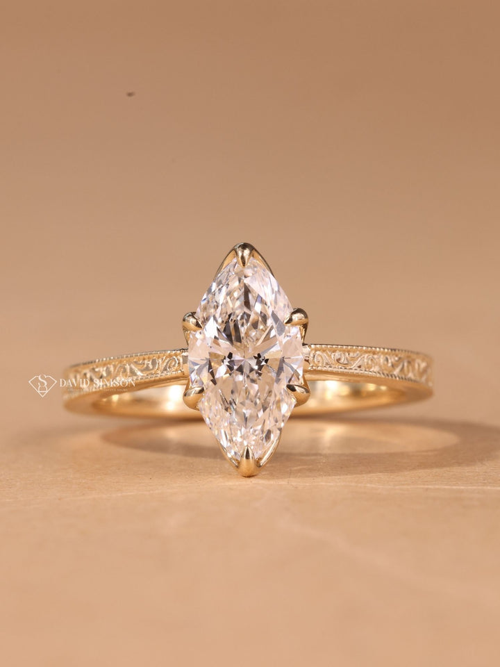 2.50CT-3.50CT Marquise Cut Moissanite Diamond Vintage Pave Engagement Ring
