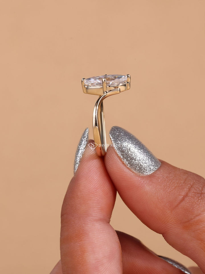 3.0CT-4.0CT Marquise Cut Moissanite Diamond Unique Engagement Ring for Her