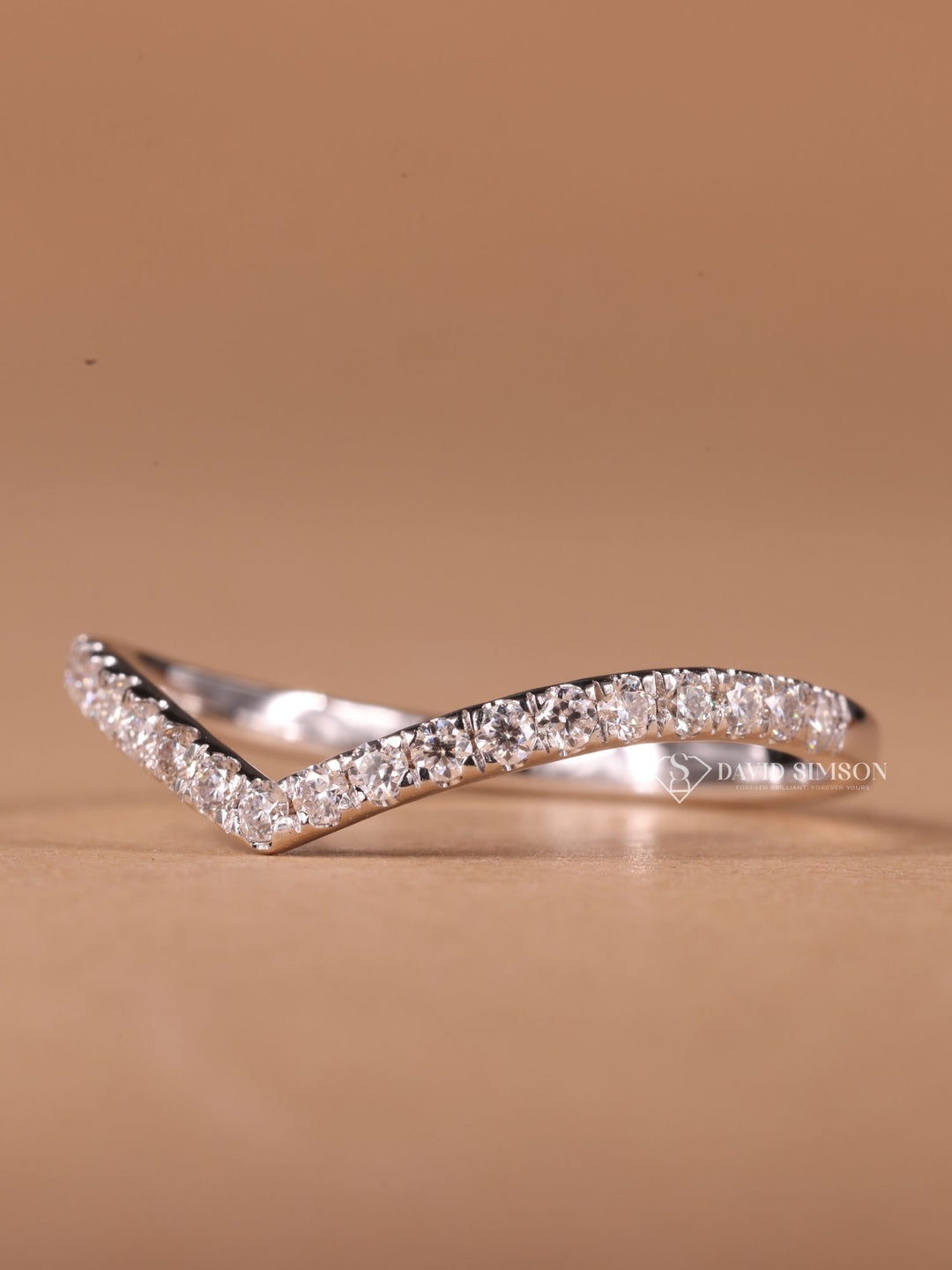 Round Cut Moissanite Diamond Curved Wedding Band