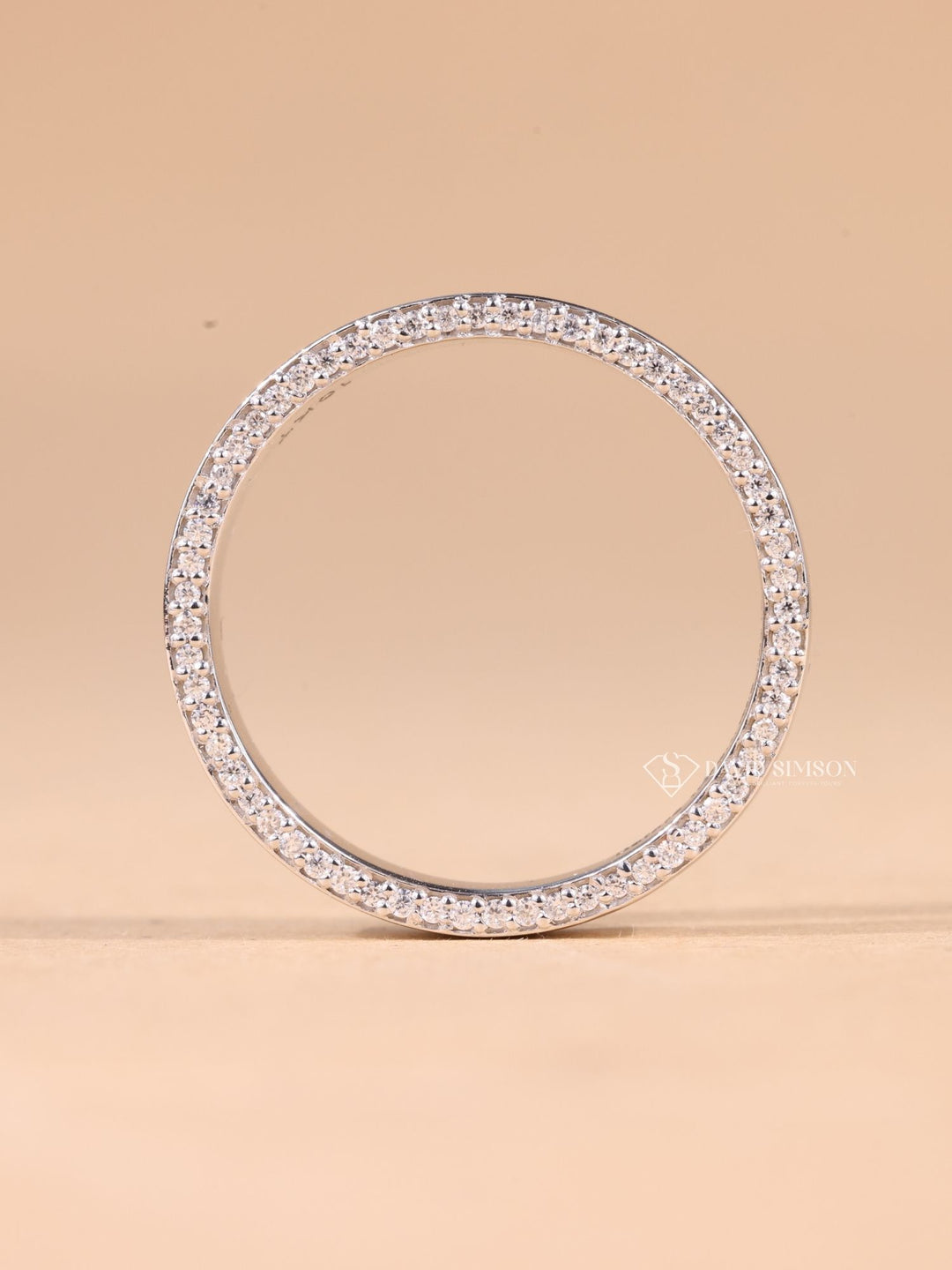 Round Cut Moissanite Diamond Plain White Gold Wedding Band