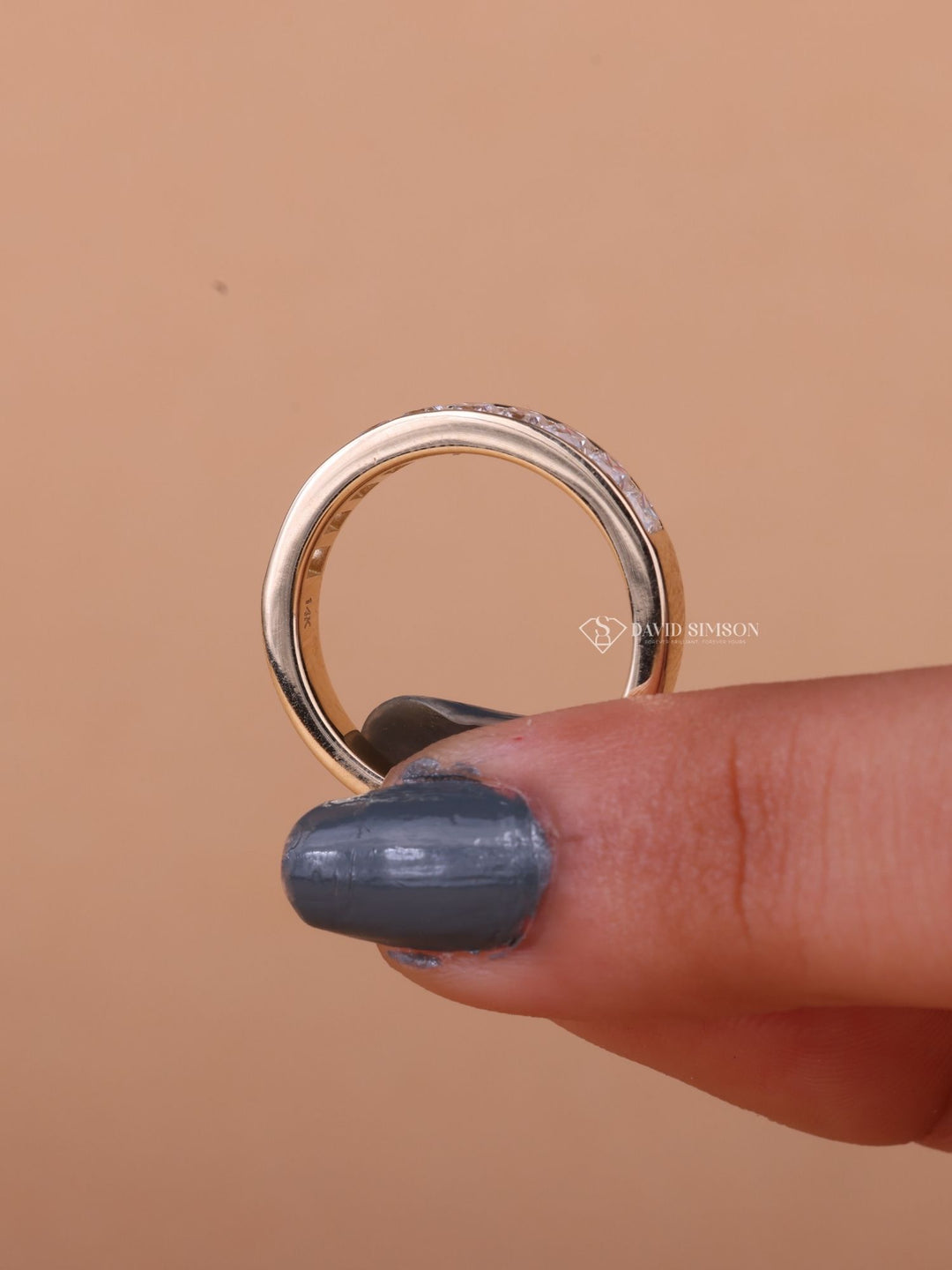 Princess Cut Moissanite Diamond Half Eternity Flush Set Wedding Band