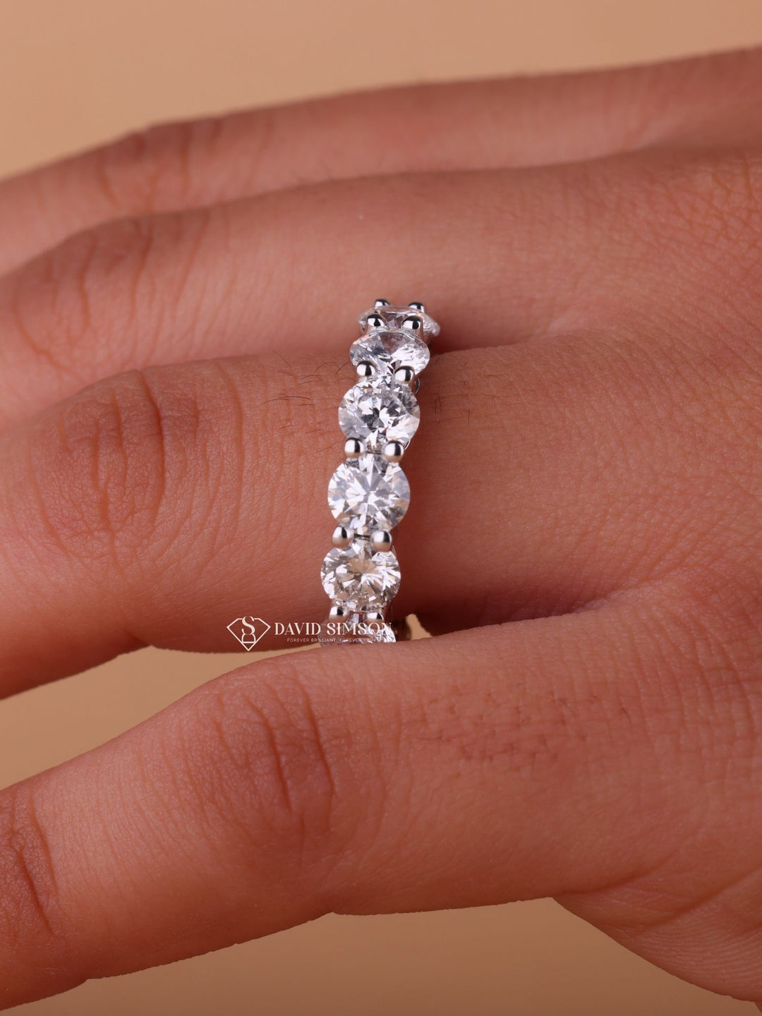 Round Cut Moissanite Diamond Full Eternity Matching Wedding Band
