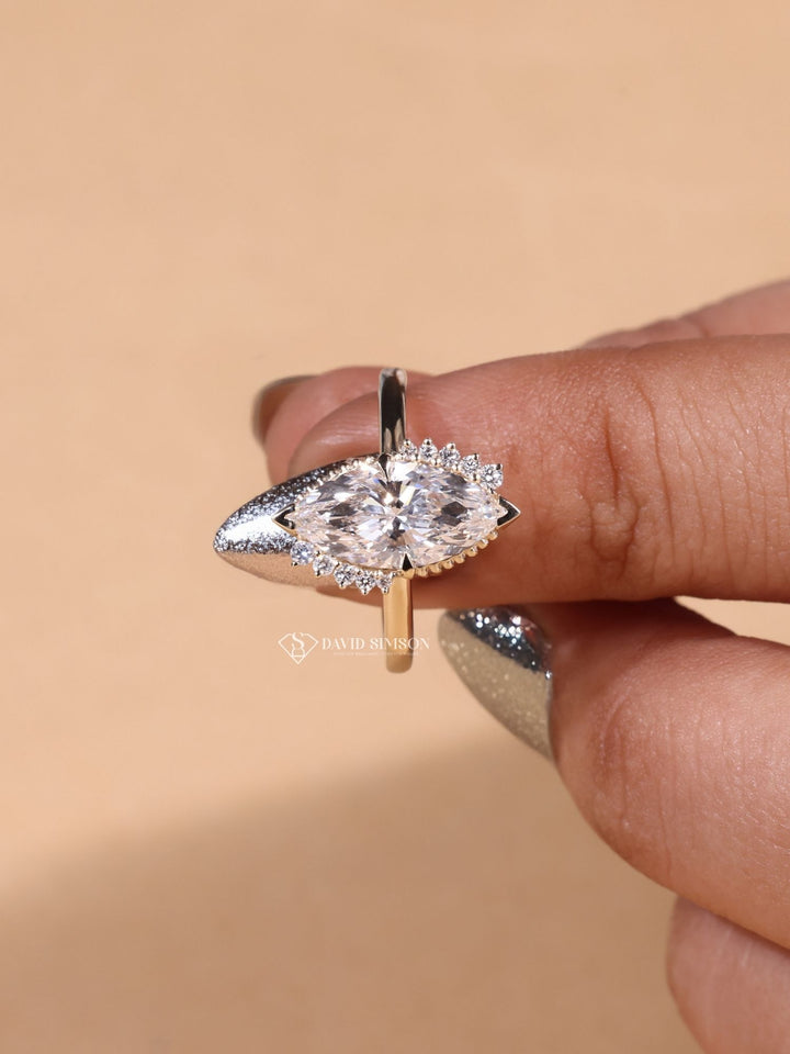 2.0CT-3.0CT Marquise Cut Moissanite Vintage Cluster Diamond Engagement Ring