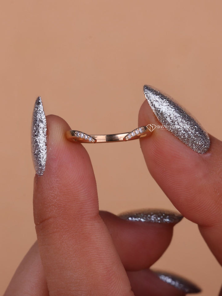 Round Cut Moissanite Diamond Open eve Wedding Band