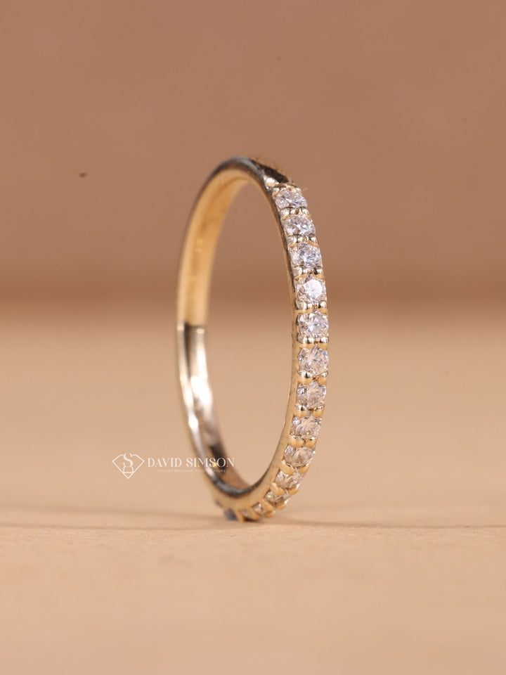 Round Cut Moissanite Diamond Stacking Half Eternity Wedding Band