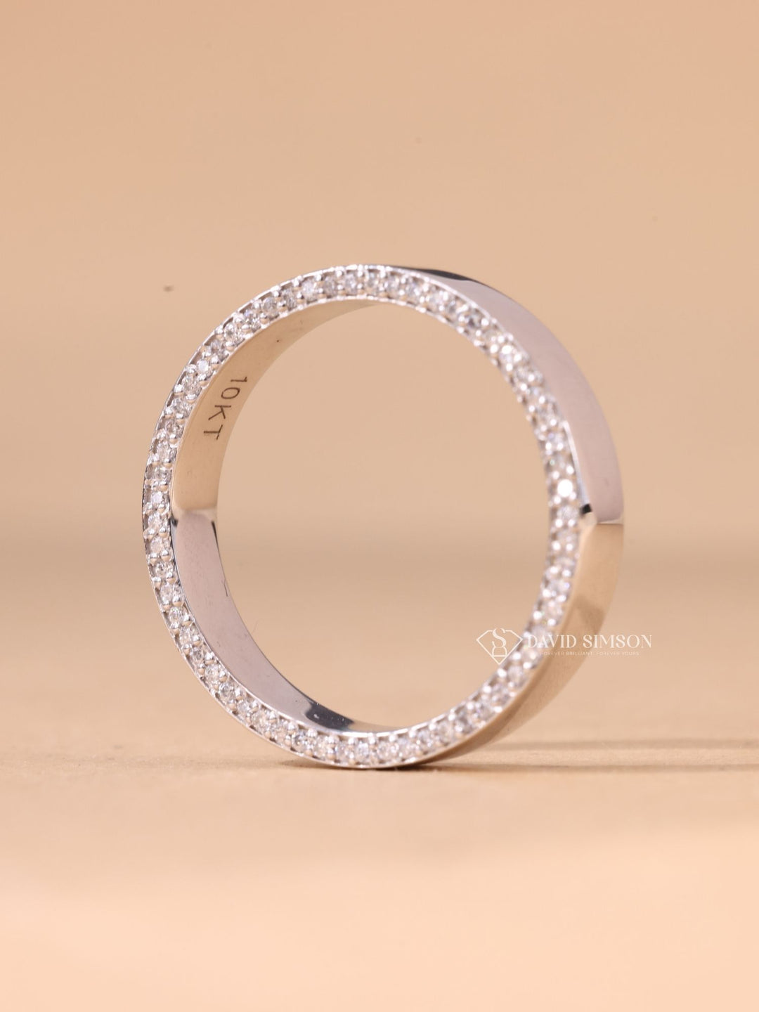 Round Cut Moissanite Diamond Plain White Gold Wedding Band