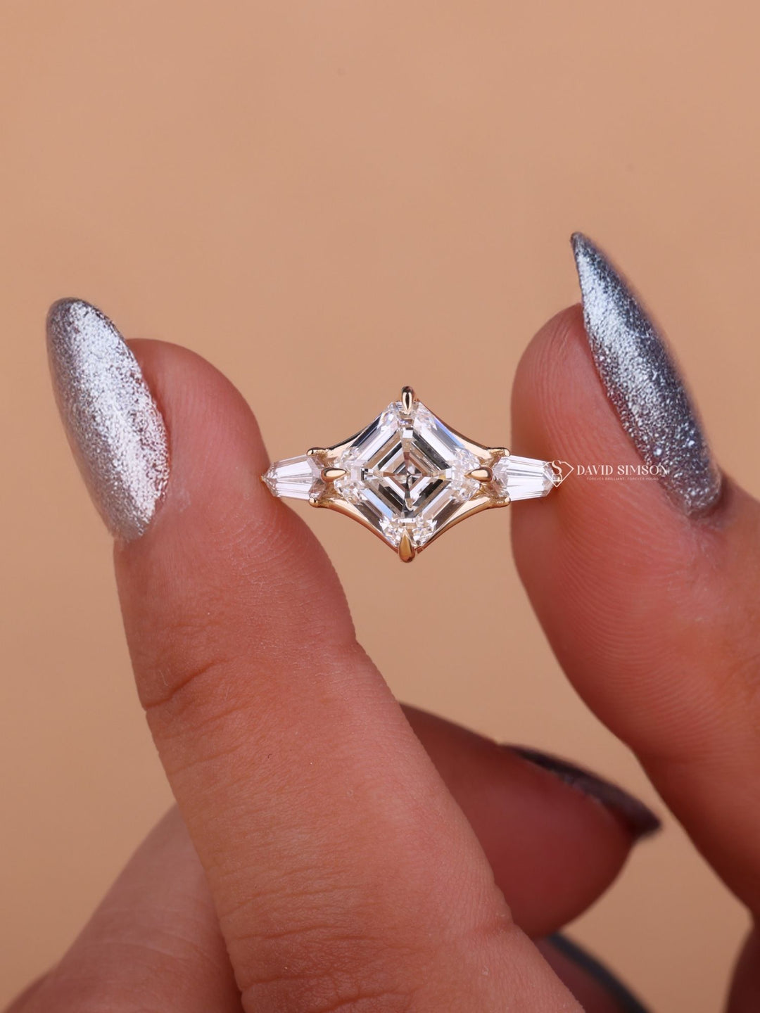 3.0CT-4.0CT Princess Cut Moissanite Diamond Split Shank Engagement Ring