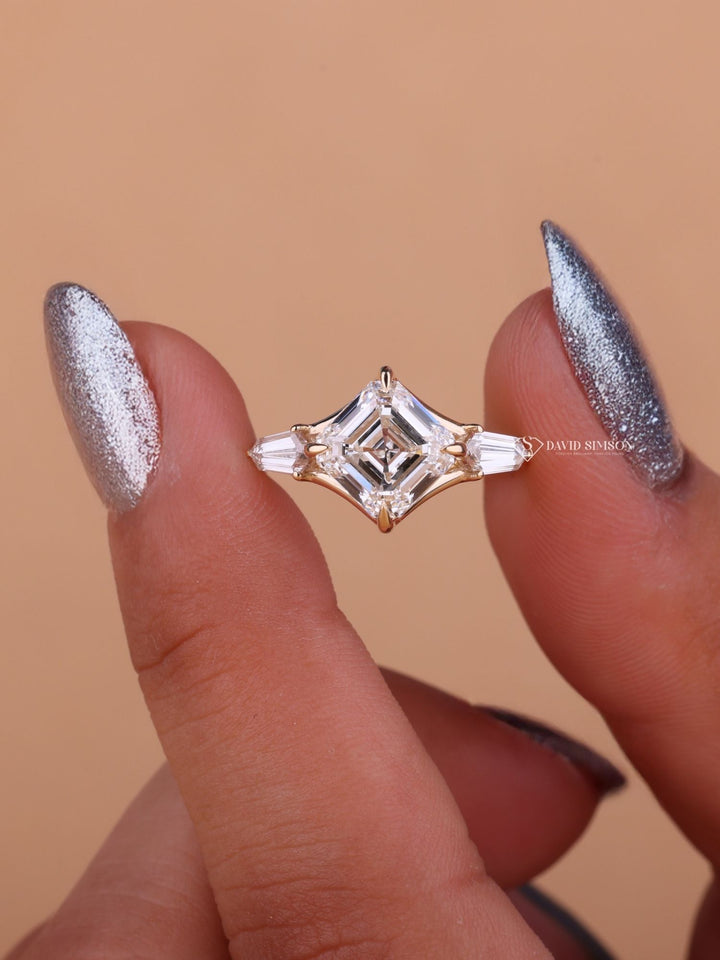 3.0CT-4.0CT Princess Cut Moissanite Diamond Split Shank Engagement Ring