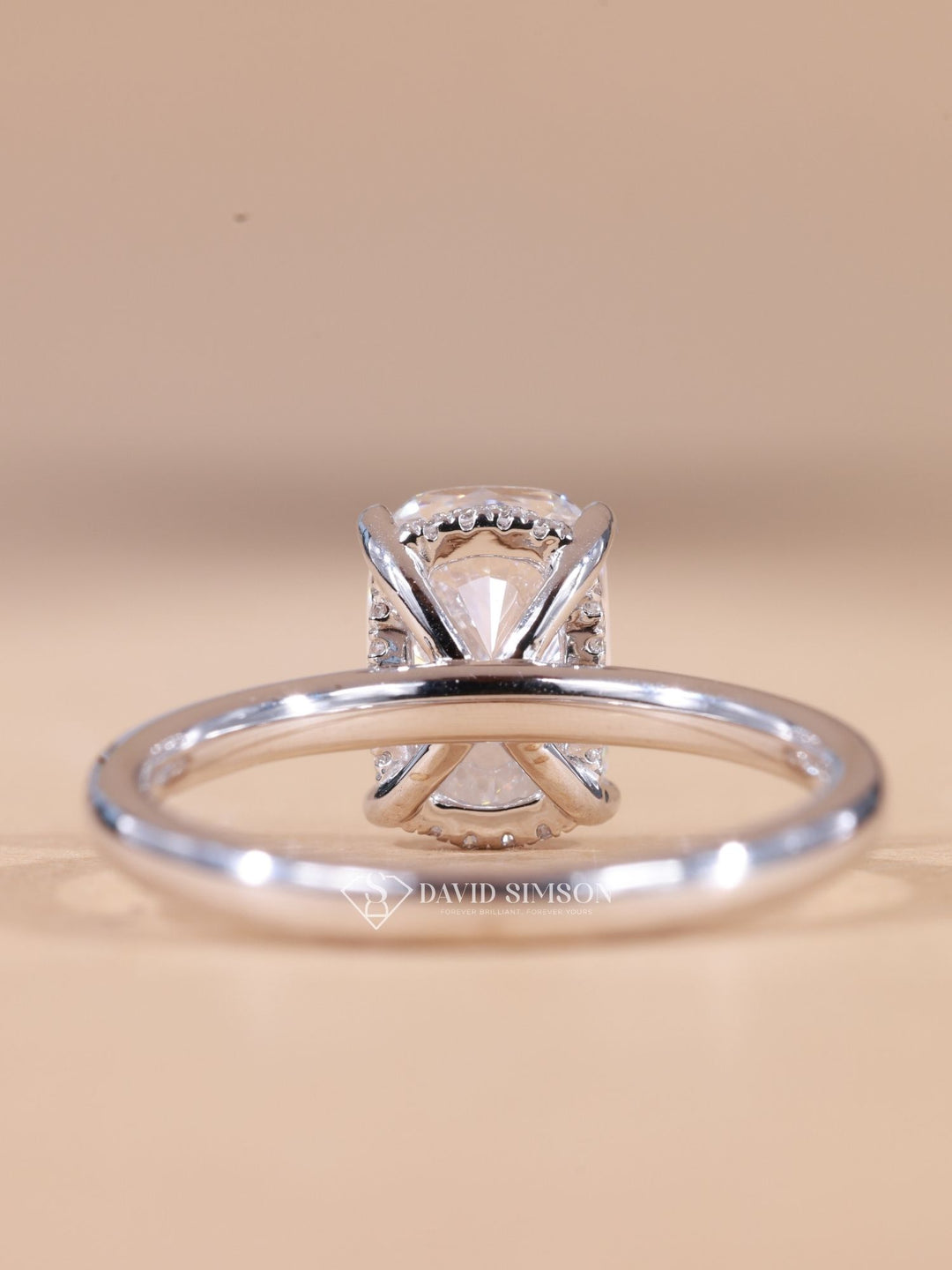 3.0CT-4.0CT Elongated Cushion Cut Moissanite Diamond Hidden Halo Engagement Ring