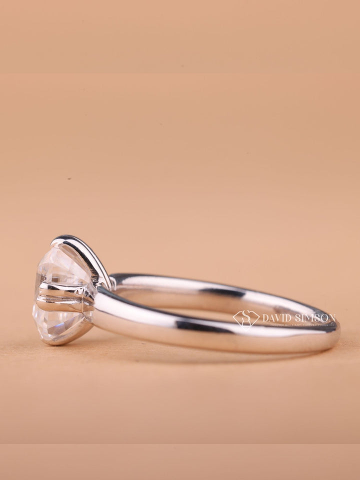 1.50CT-2.50CT Asscher Cut Moissanite Solitaire Diamond Engagement Ring