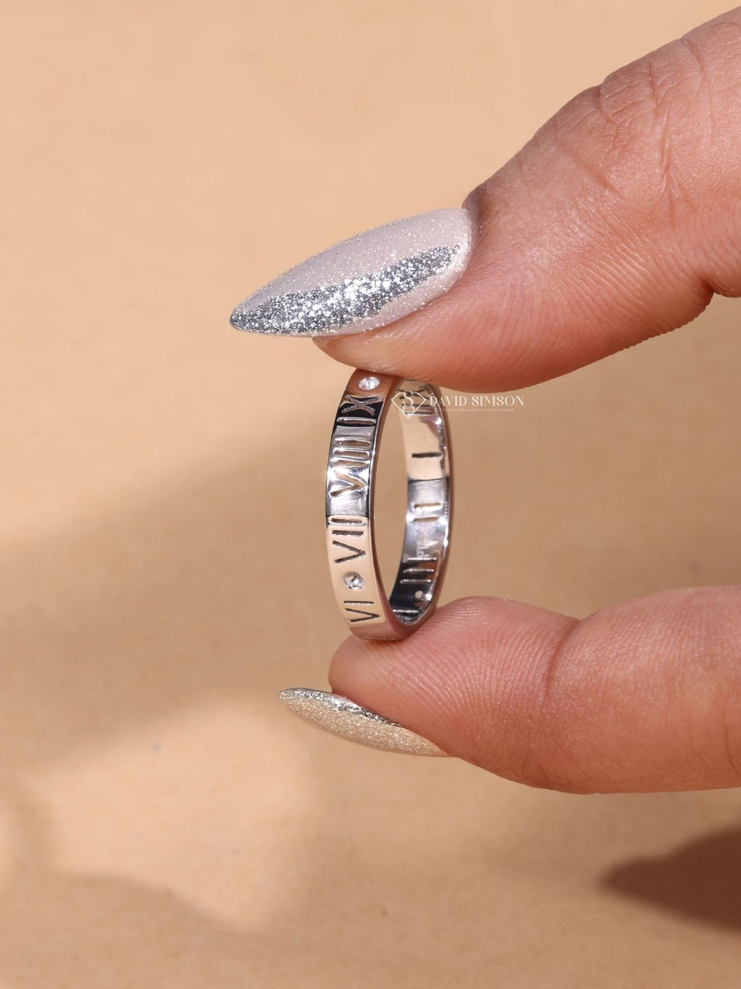 Round Cut Moissanite Diamond Plain White Gold Men's Wedding Ring