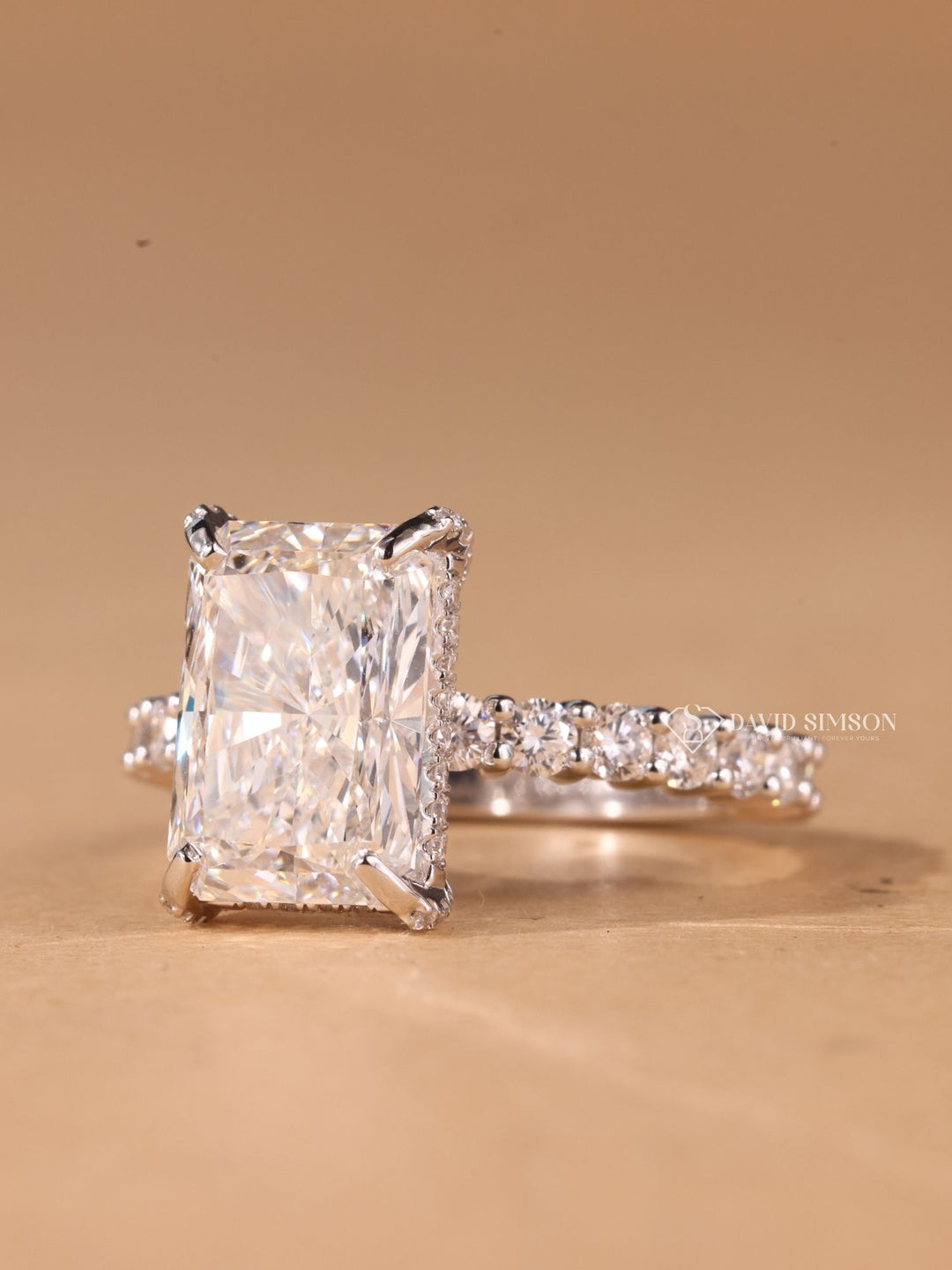 3.50CT-4.50CT Radiant Cut Moissanite Diamond Hidden Halo Engagement Ring