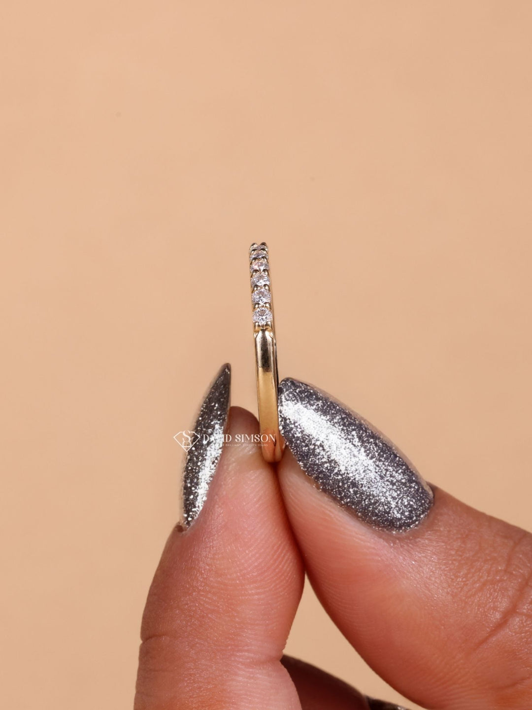 Round Cut Moissanite Diamond Stacking Half Eternity Wedding Band