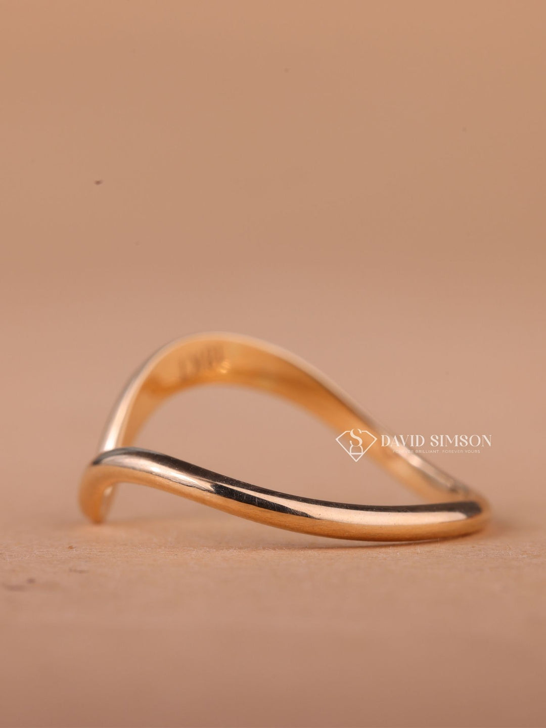 18K Solid Yellow Gold Curved Shape Stacking Wedding Band