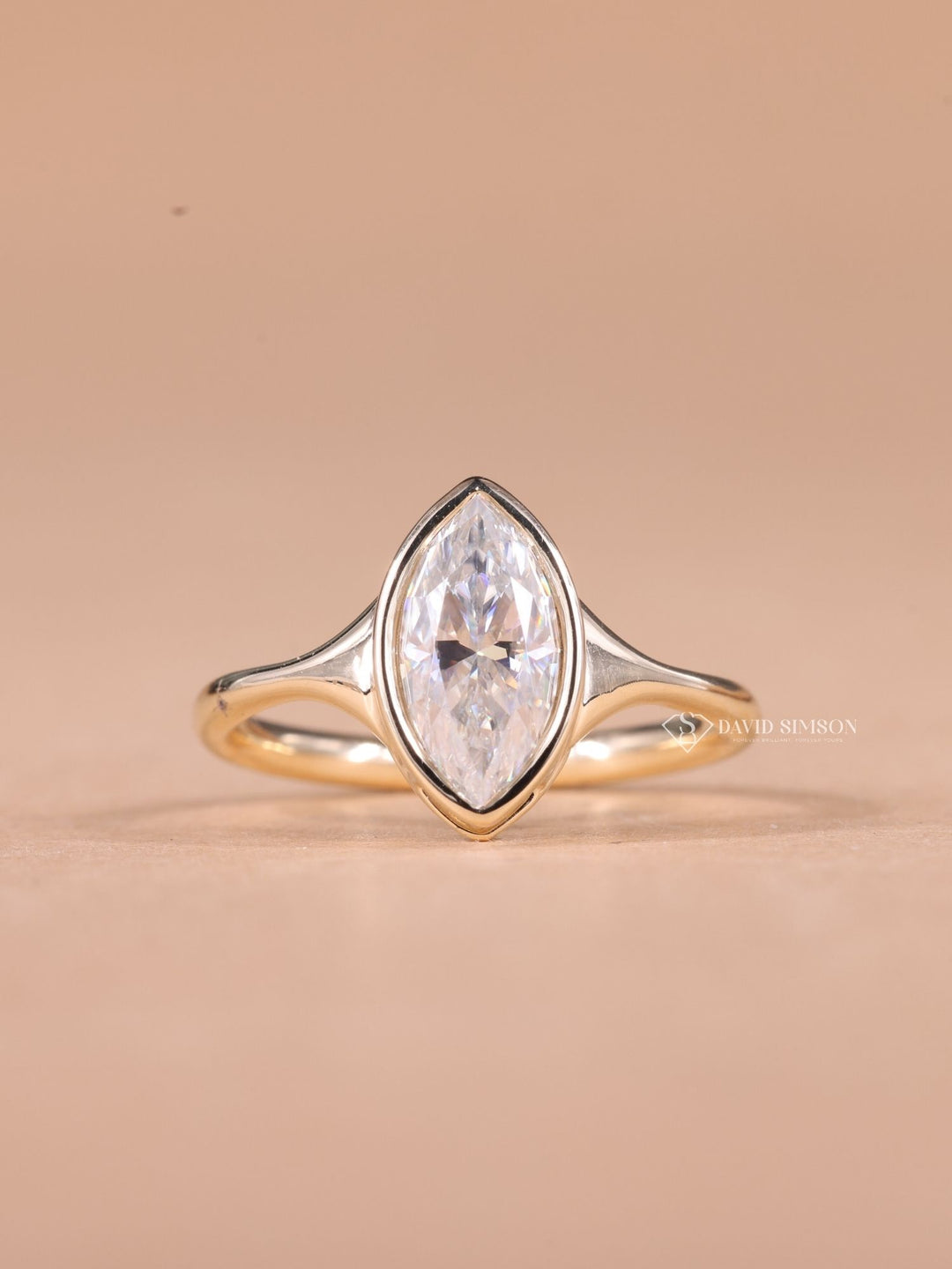 2.50CT-3.50CT Bezel Set Marquise Cut Moissanite Diamond Solitaire Engagement Ring